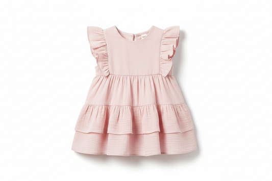 Ruffle Dress Front View - Pastel Pink