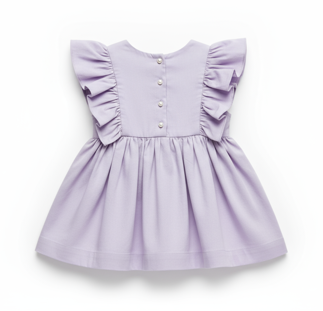 Ruffle Dress Back View - Lavender
