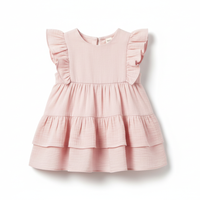 Ruffle Dress Front View - Pastel Pink