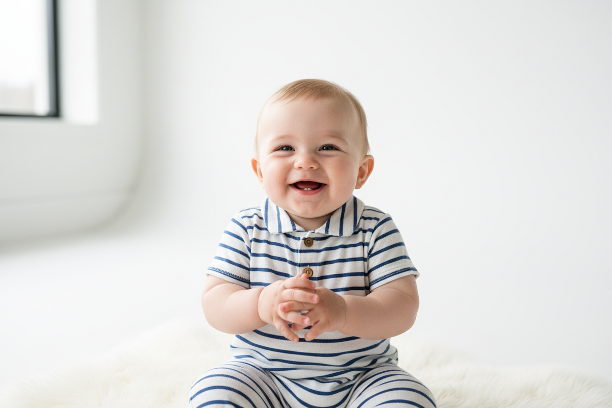 Baby Boy Striped Romper - Lifestyle