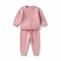 Knitted Co-ord Front View - Rose