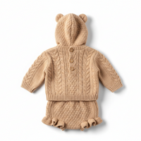 Knitted Co-ord Back View - Beige